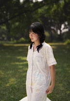 Women Long Button Pyjamas Set Full Print Celeste Collection