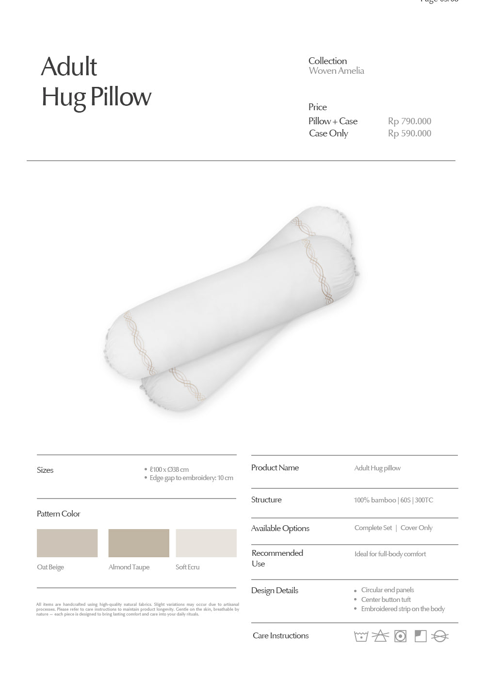 [Bolster] Adult Hug Pillow Amelia Collection