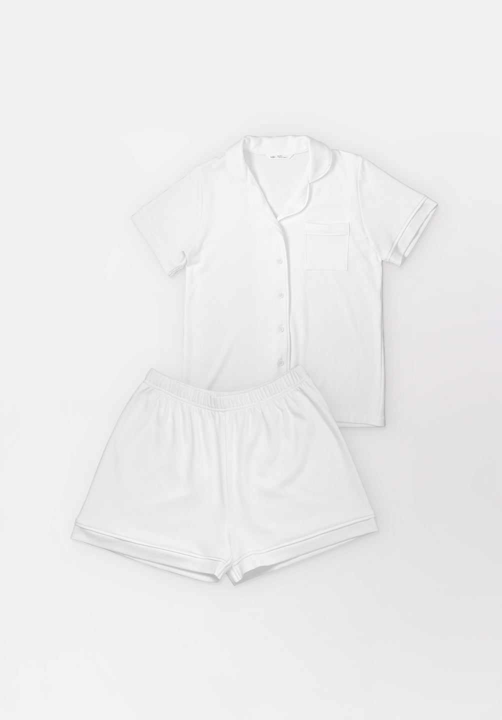 Women Cotton Button Pyjamas Short Pants in Milk