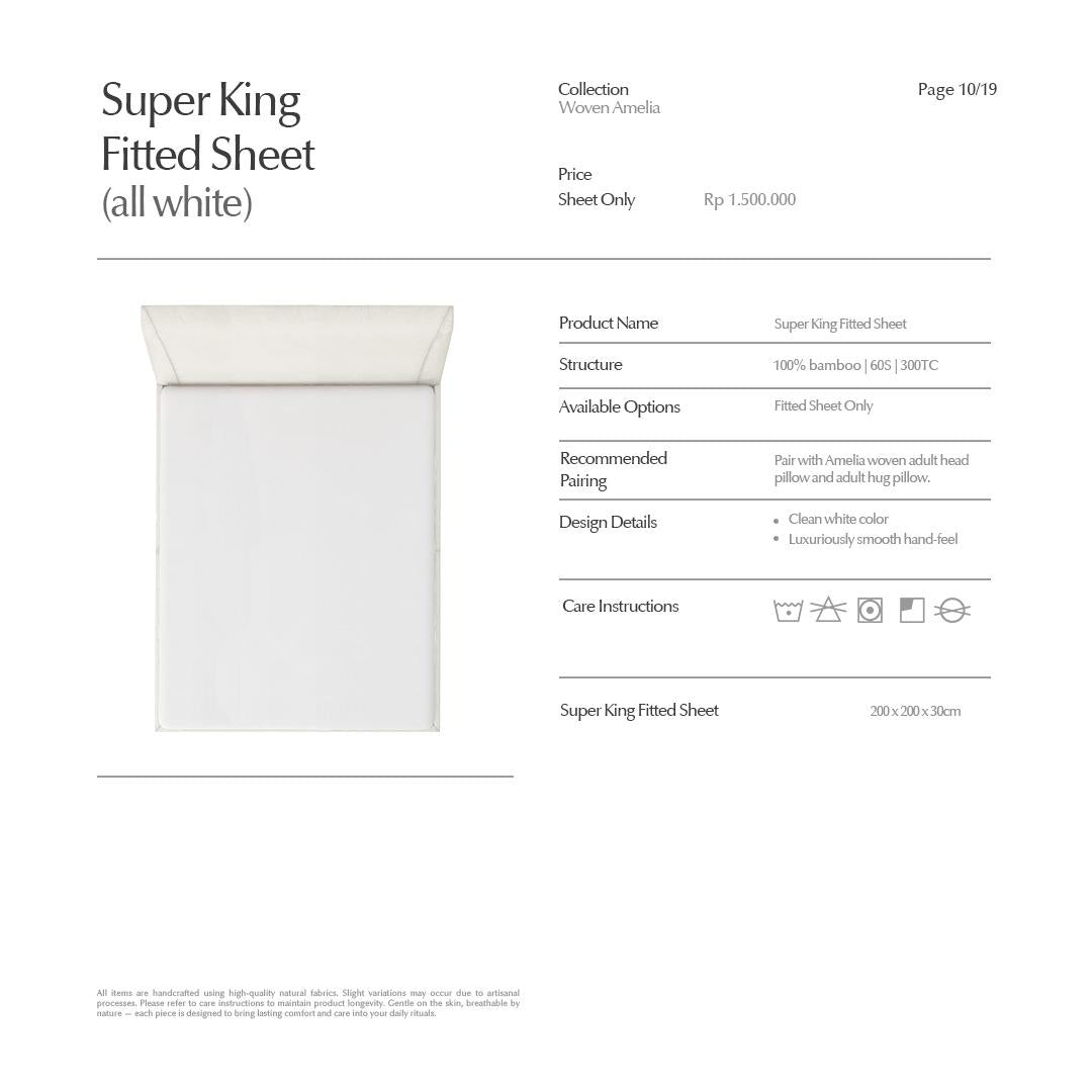 Super King White Fitted Sheet - SALIE