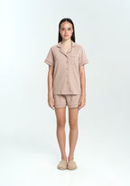 Women Cotton Button Pyjamas Short Pants in Taupe