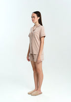 Women Cotton Button Pyjamas Short Pants in Taupe