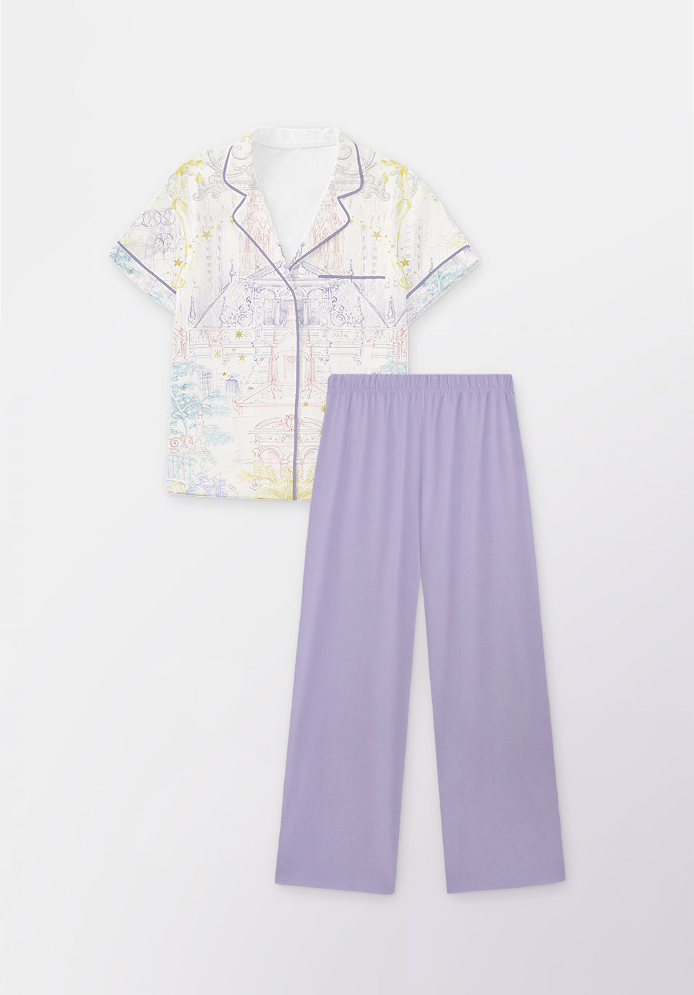 Women Long Button Pyjamas Set Lilac Celeste Collection