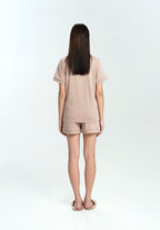 Women Cotton Button Pyjamas Short Pants in Taupe