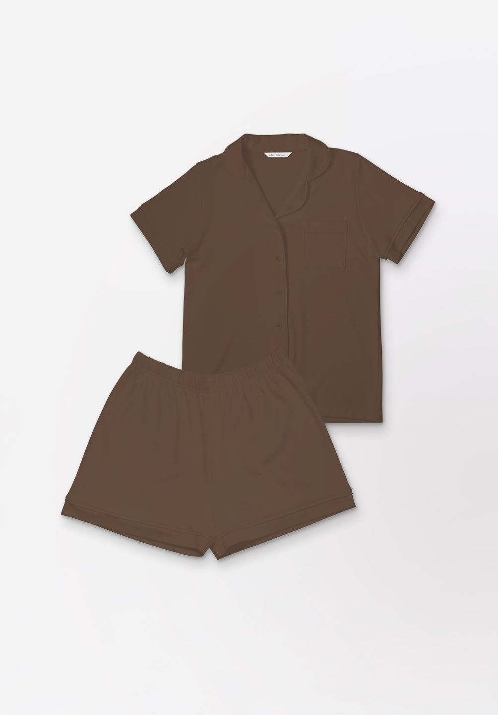 Women Cotton Button Pyjamas Short Pants in Espresso