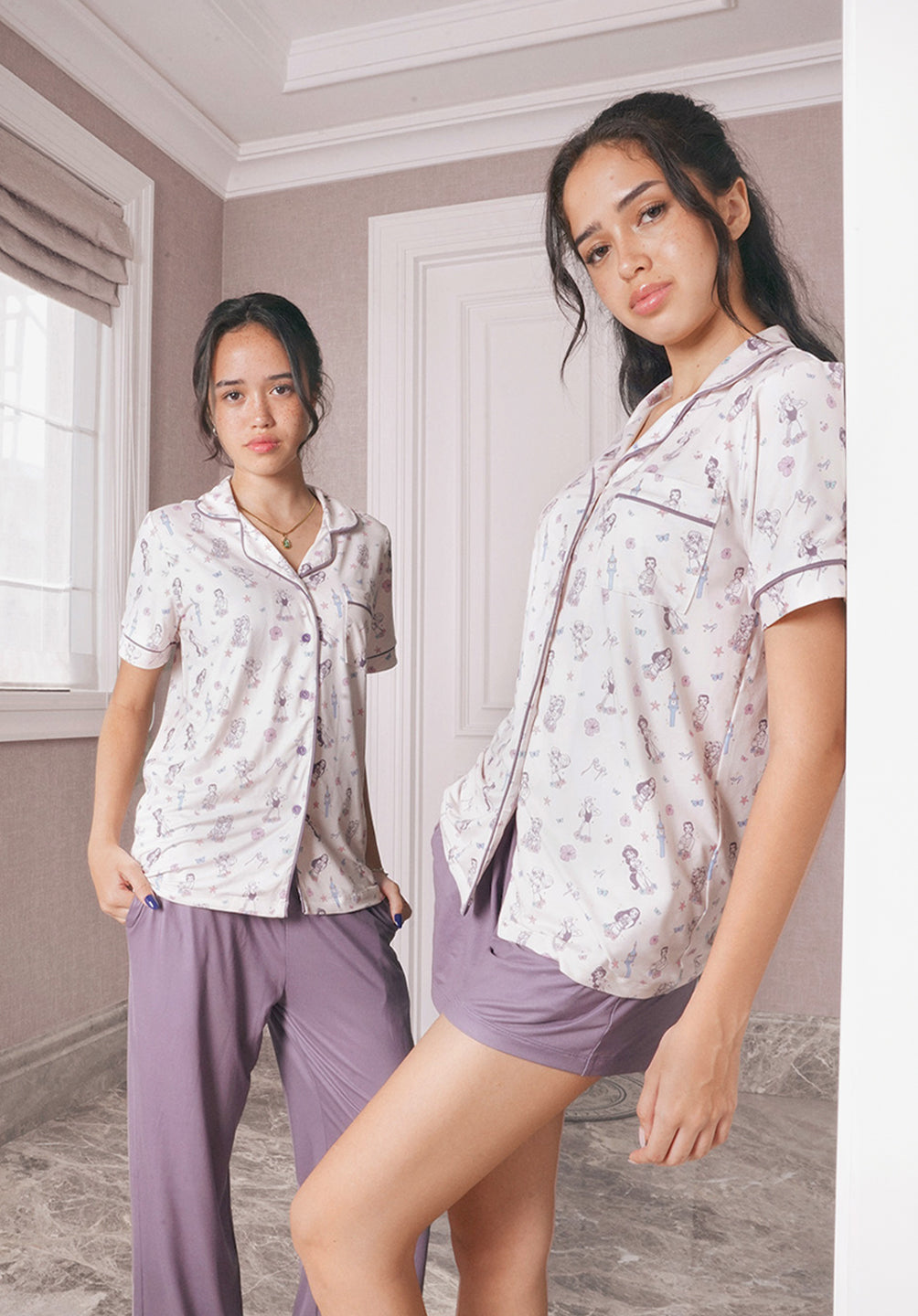 Women Long Button Pyjamas Disney Princess