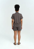Women Cotton Button Pyjamas Short Pants in Charcoal