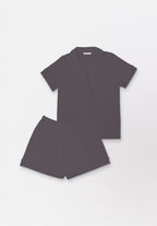 Women Cotton Button Pyjamas Short Pants in Charcoal