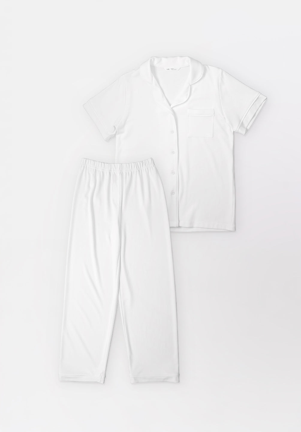 Women Cotton Button Pyjamas Long Pants in Milk