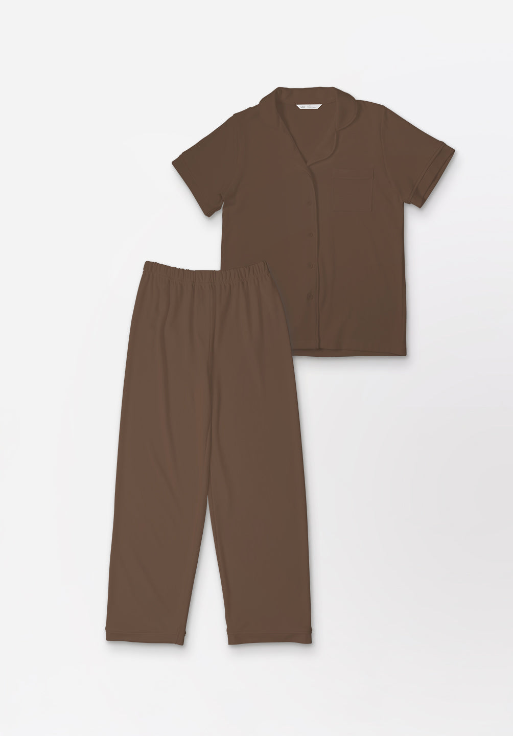 Women Cotton Button Pyjamas Long Pants in Espresso