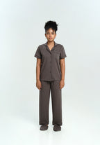 Women Cotton Button Pyjamas Long Pants in Charcoal - SALIE