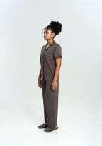Women Cotton Button Pyjamas Long Pants in Charcoal - SALIE