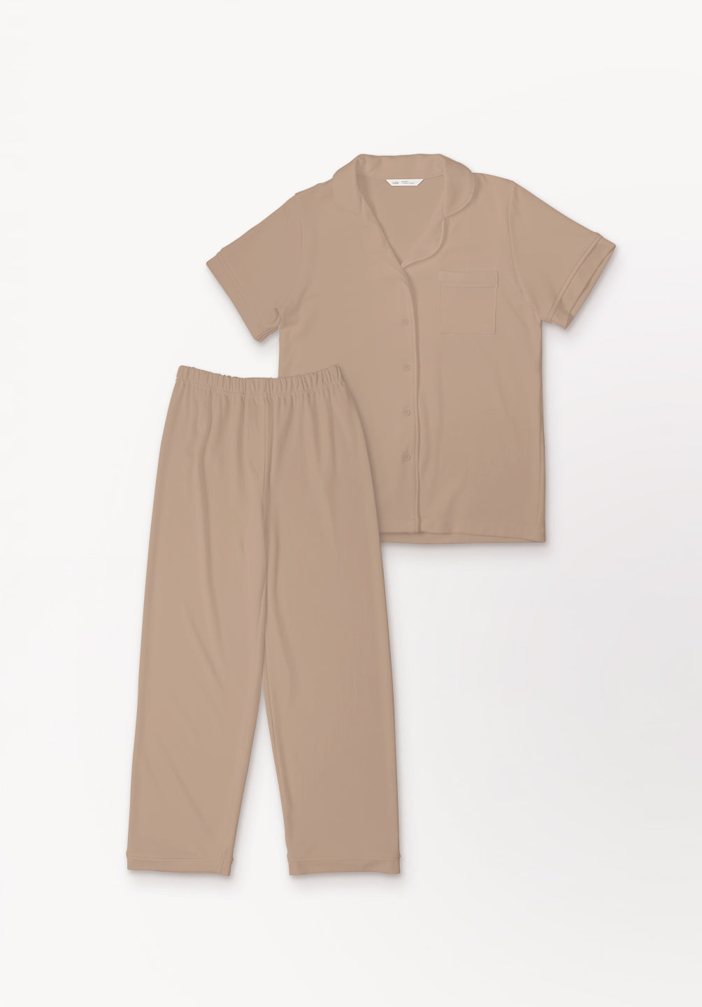 Women Cotton Button Pyjamas Long Pants in Taupe