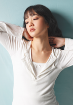 SALIE X Elxi Elvina - Bamboo Pointelle Long Sleeves Top in Opal White