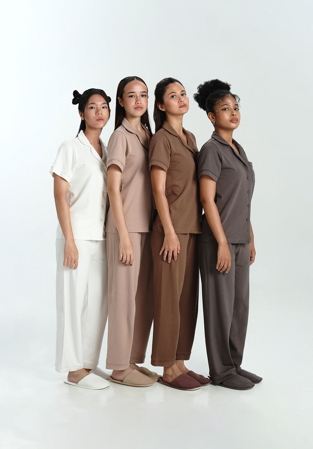 Women Cotton Button Pyjamas Long Pants Bundle